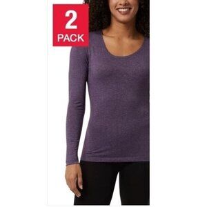 NWOT 32 DEGREES Heat Ladies Tee 2-Pack Long Sleeve Scoop Neck Size L $35 4HL206